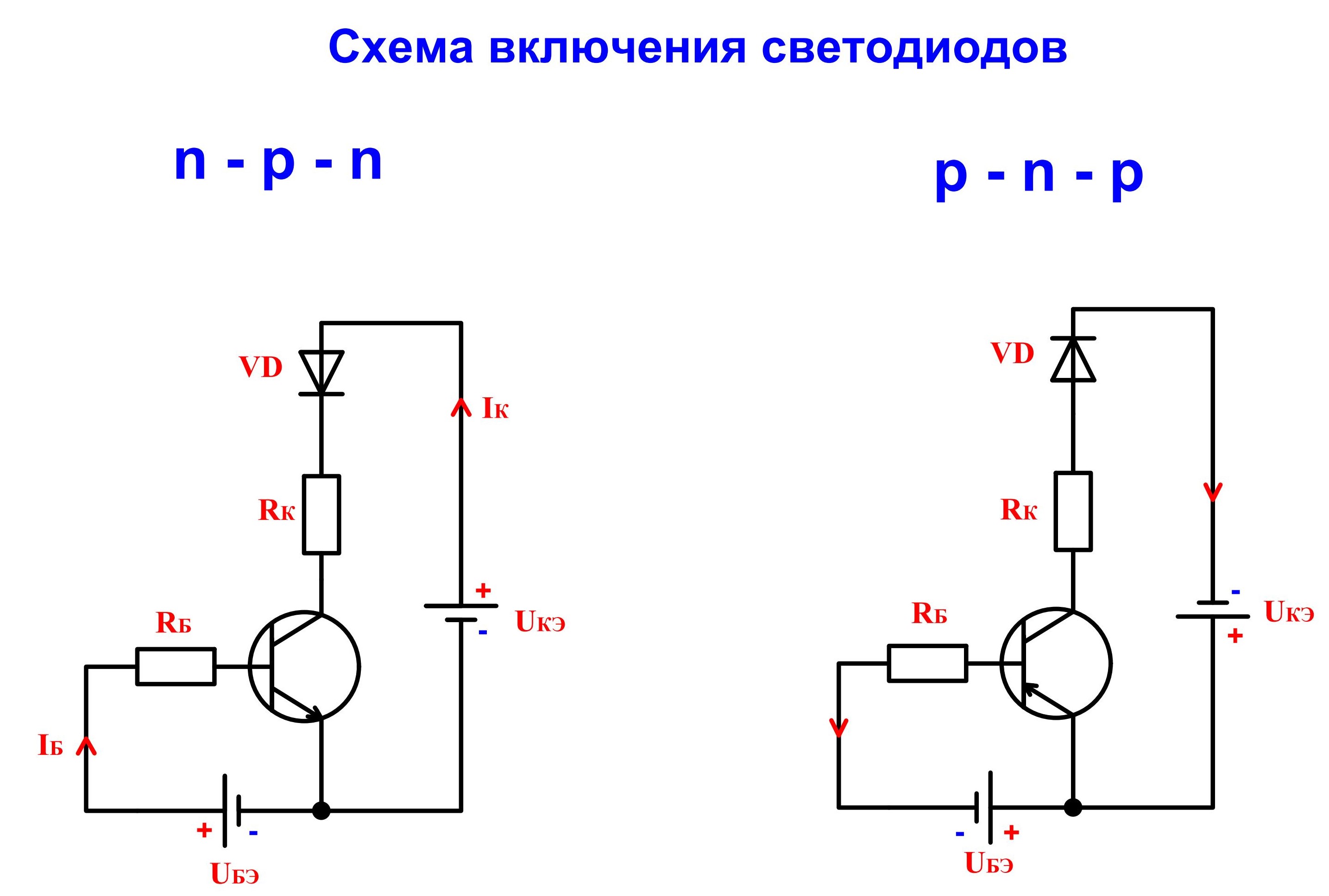 Питание транзисторов. Схема подключения светодиода через транзистор. Схема включения светодиода на транзисторах. Транзистор NPN схема включения. Схема подключения светодиода к транзистору.