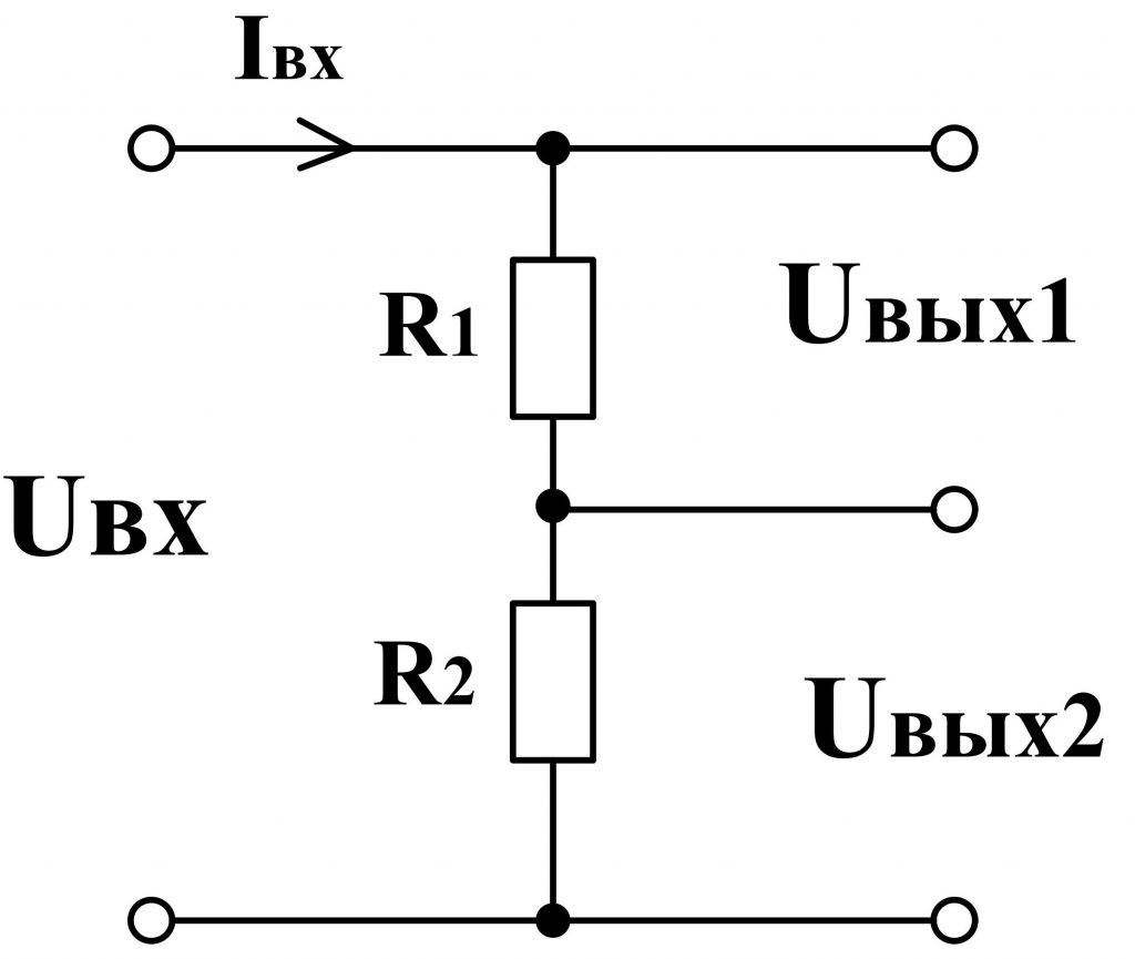 Два делителя. Делитель напряжения на резисторах схема. Формула резистивного делителя напряжения. Схема резистивного делителя напряжения. Делитель напряжения на резисторах схема подключения.